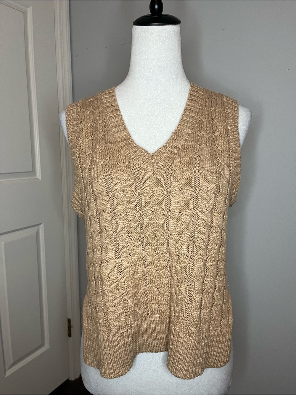 Cupcakes and Cashmere Cable Knit Vest with Split Hem